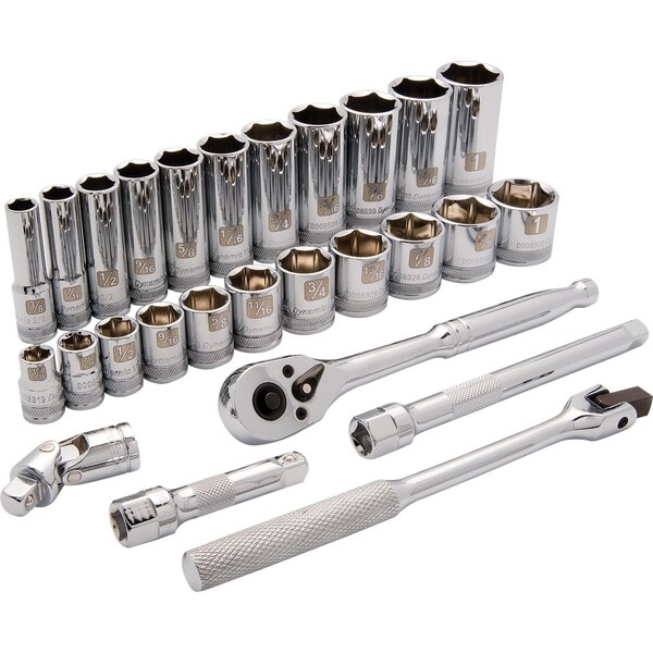 Tools 3/8" Drive 27 Piece 6 Point, Std/Deep SAE Socket Set, 3/8" - 1"